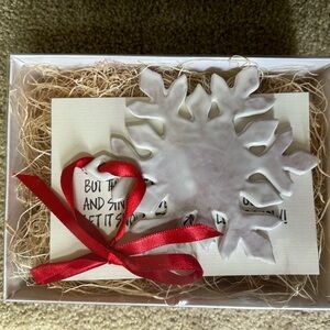 White Ceramic snowflake ornament NWOT